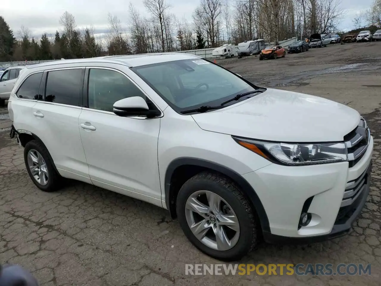 4 Photograph of a damaged car 5TDDZRFH3KS962561 TOYOTA HIGHLANDER 2019