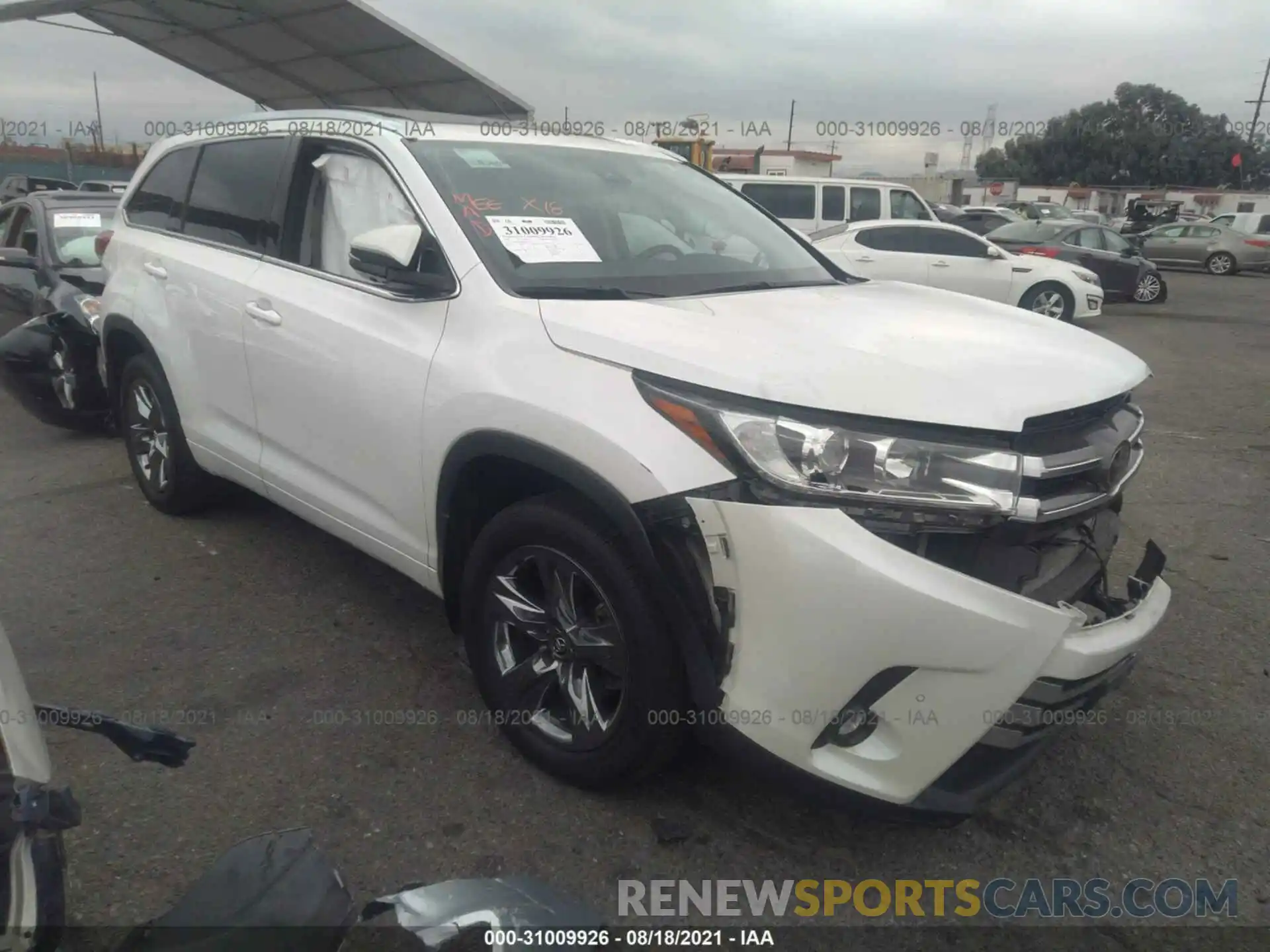 1 Photograph of a damaged car 5TDDZRFHXKS959351 TOYOTA HIGHLANDER 2019