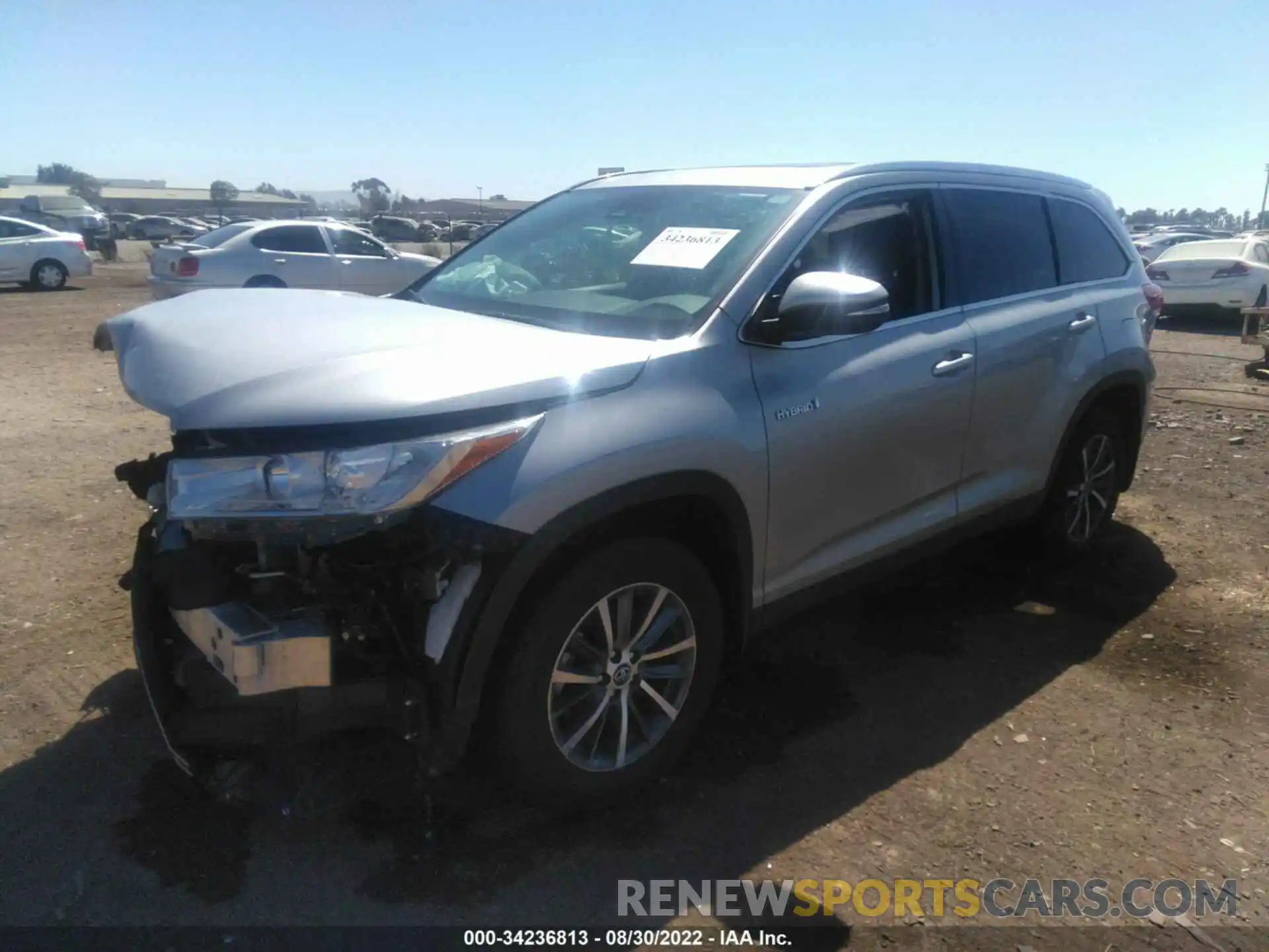 2 Photograph of a damaged car 5TDJGRFHXKS064550 TOYOTA HIGHLANDER 2019