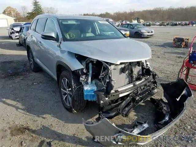 1 Photograph of a damaged car 5TDJZRFH0KS569295 TOYOTA HIGHLANDER 2019