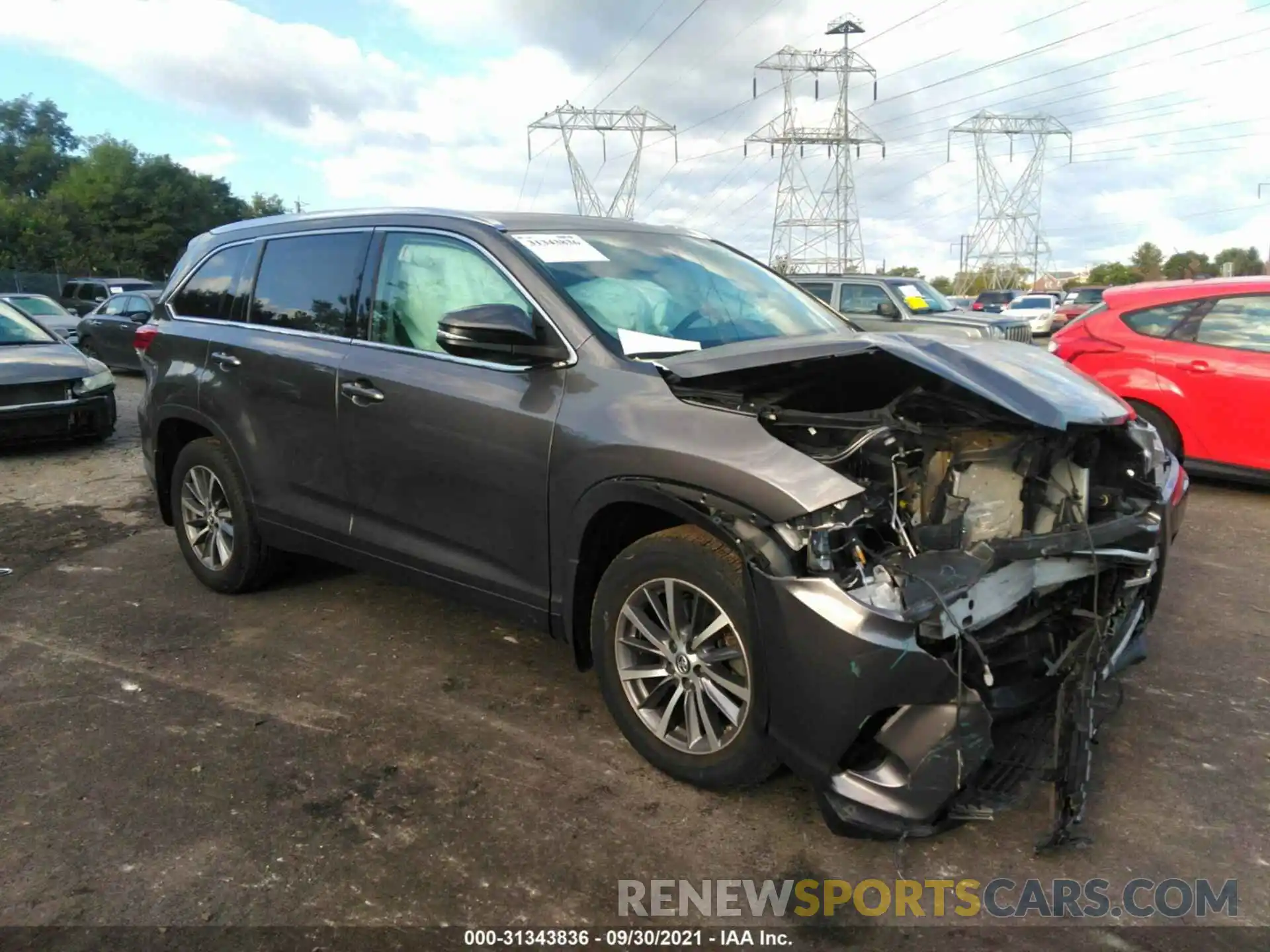 1 Photograph of a damaged car 5TDJZRFH1KS931733 TOYOTA HIGHLANDER 2019