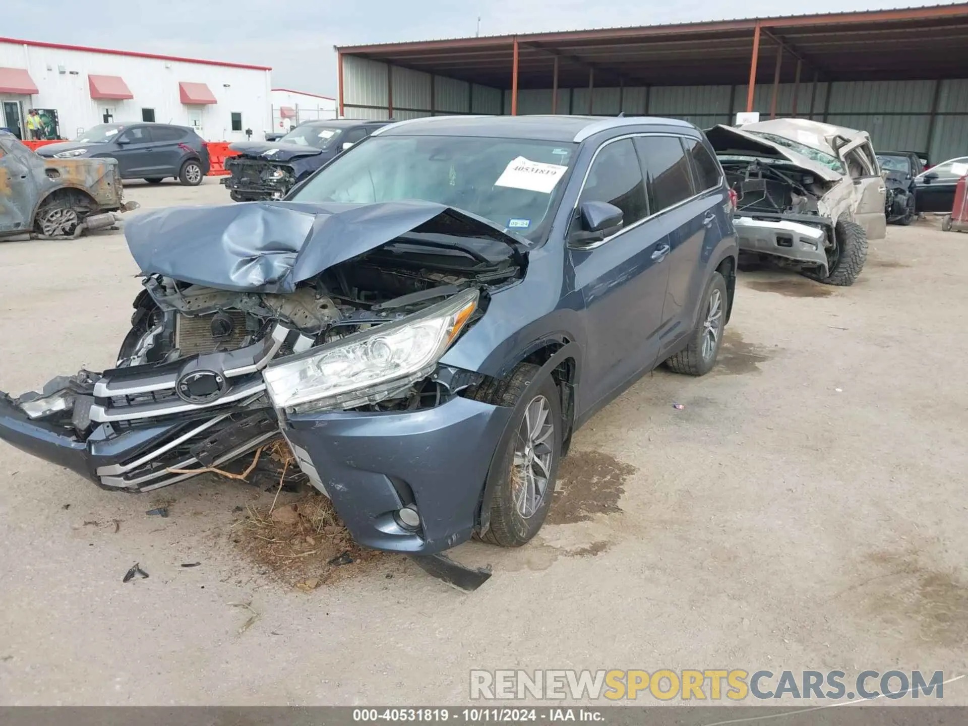 2 Photograph of a damaged car 5TDJZRFH2KS965762 TOYOTA HIGHLANDER 2019
