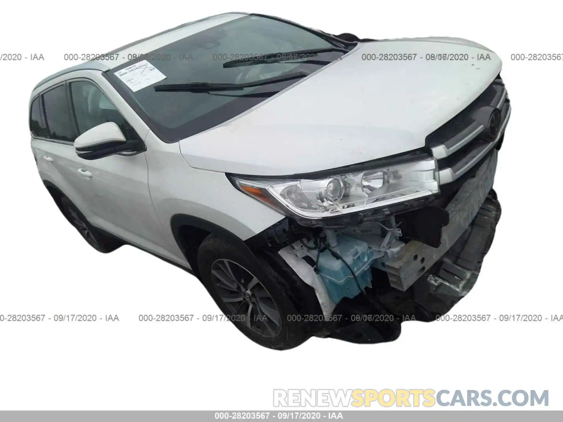 1 Photograph of a damaged car 5TDJZRFH4KS958733 TOYOTA HIGHLANDER 2019