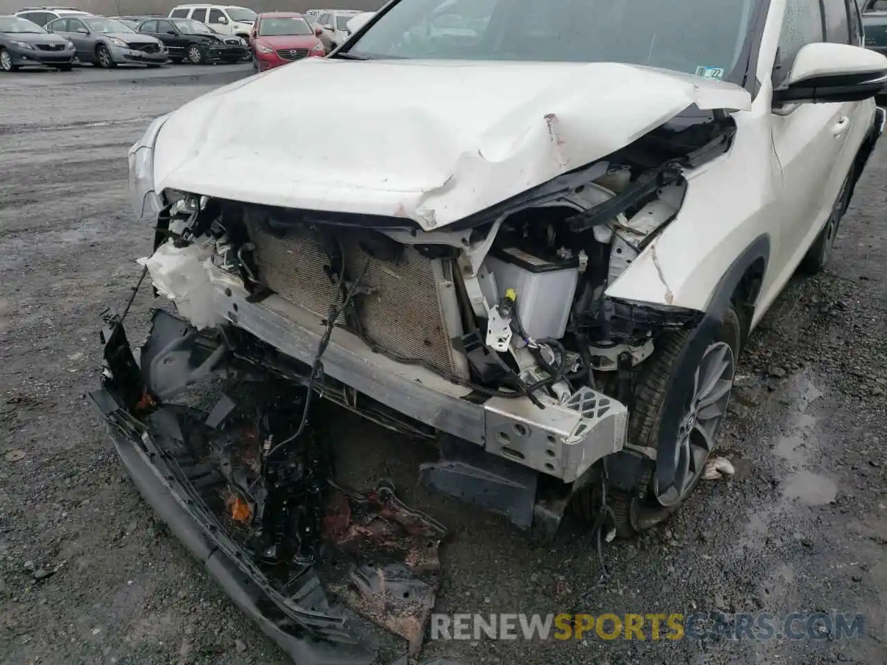 9 Photograph of a damaged car 5TDJZRFH6KS578227 TOYOTA HIGHLANDER 2019