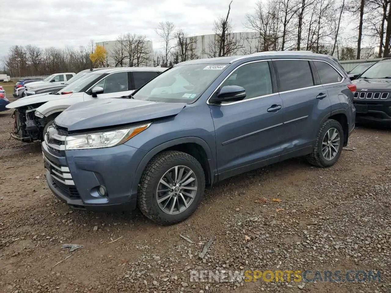 1 Photograph of a damaged car 5TDJZRFH7KS737529 TOYOTA HIGHLANDER 2019