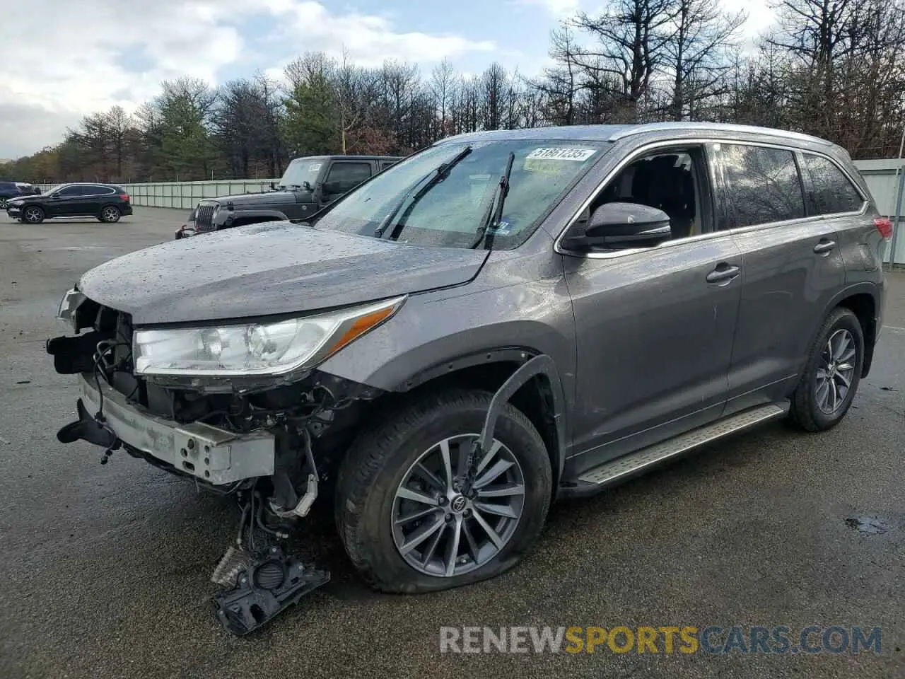 1 Photograph of a damaged car 5TDJZRFH7KS917626 TOYOTA HIGHLANDER 2019