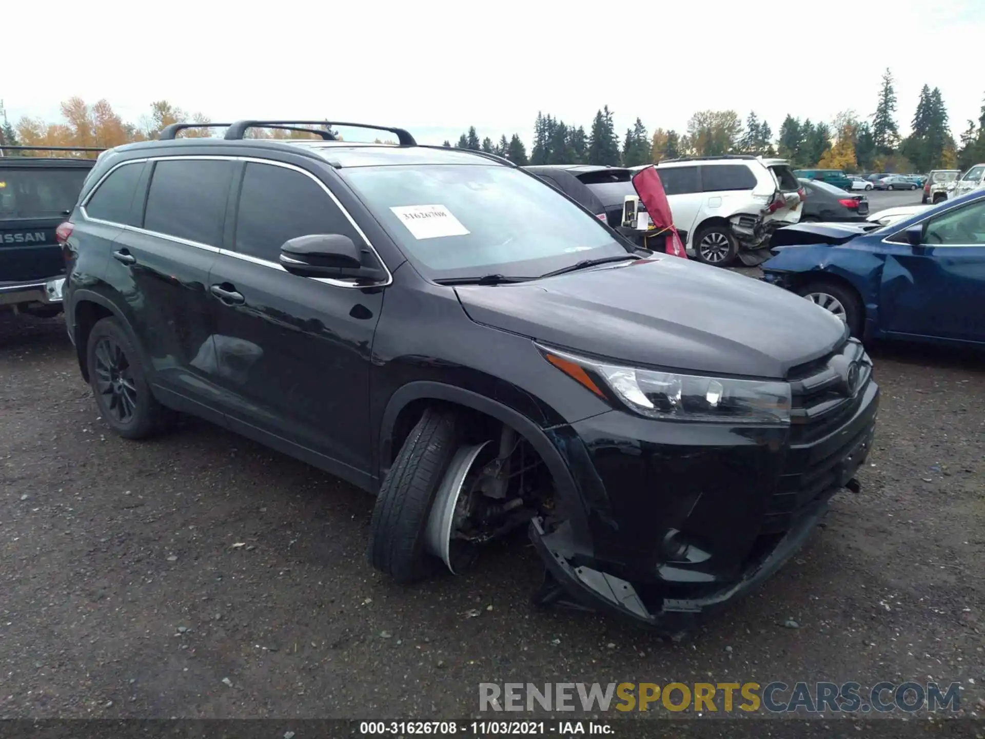 1 Photograph of a damaged car 5TDJZRFH8KS563440 TOYOTA HIGHLANDER 2019