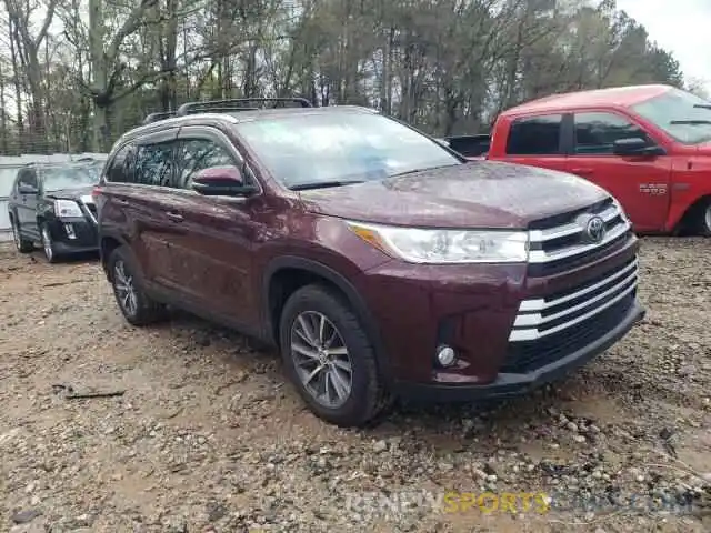 1 Photograph of a damaged car 5TDKZRFH2KS336846 TOYOTA HIGHLANDER 2019