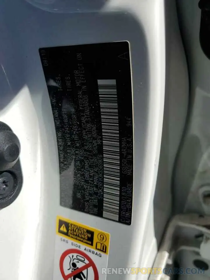 14 Photograph of a damaged car 5TDKZRFH3KS569876 TOYOTA HIGHLANDER 2019