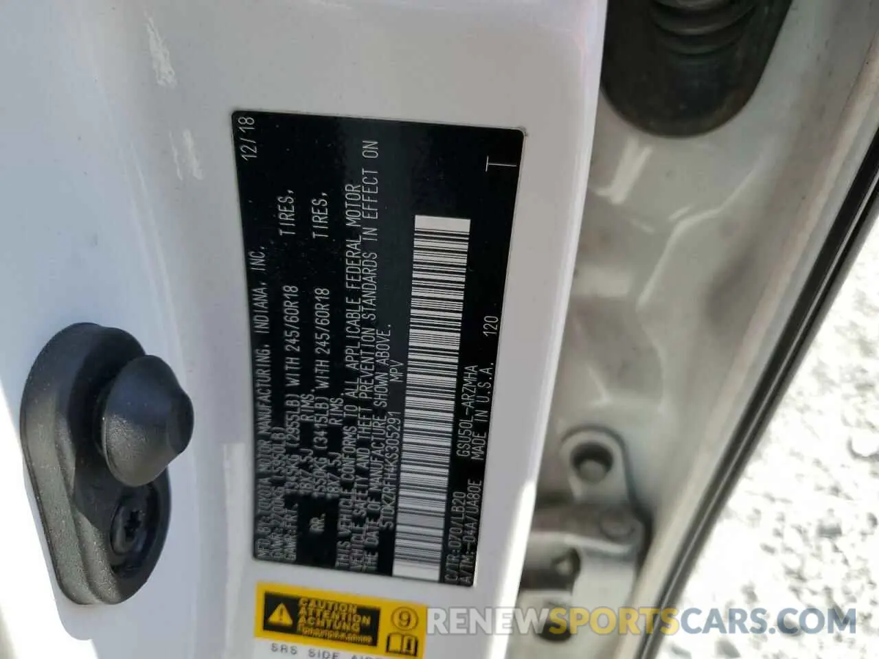 16 Photograph of a damaged car 5TDKZRFH4KS305291 TOYOTA HIGHLANDER 2019