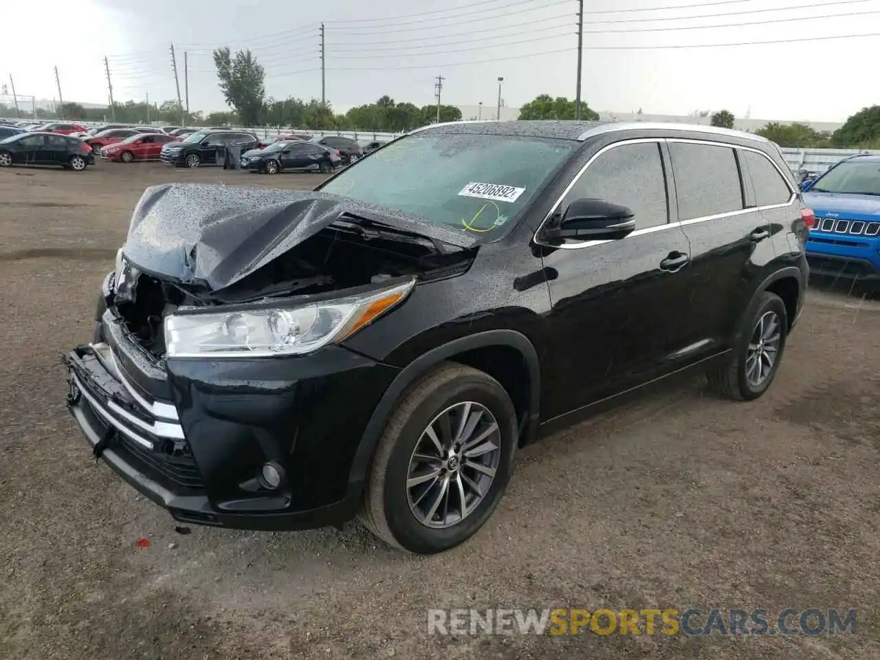 2 Photograph of a damaged car 5TDKZRFH5KS568373 TOYOTA HIGHLANDER 2019