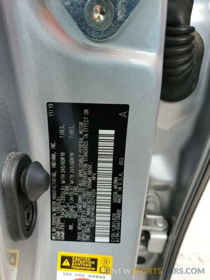 14 Photograph of a damaged car 5TDKZRFH6KS574554 TOYOTA HIGHLANDER 2019
