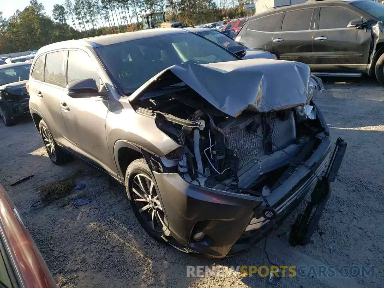 1 Photograph of a damaged car 5TDKZRFH9KS338772 TOYOTA HIGHLANDER 2019