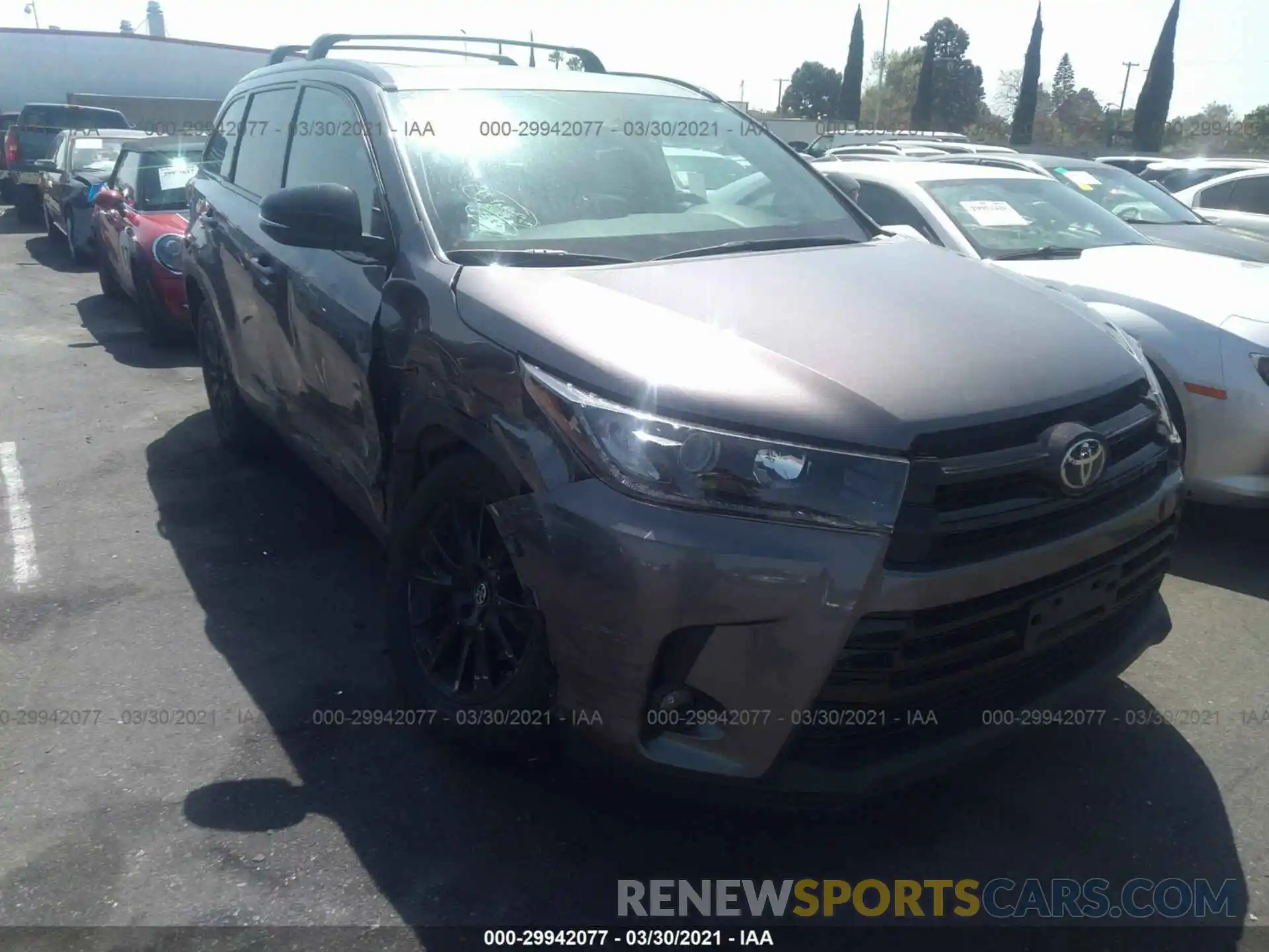 1 Photograph of a damaged car 5TDKZRFHXKS329711 TOYOTA HIGHLANDER 2019