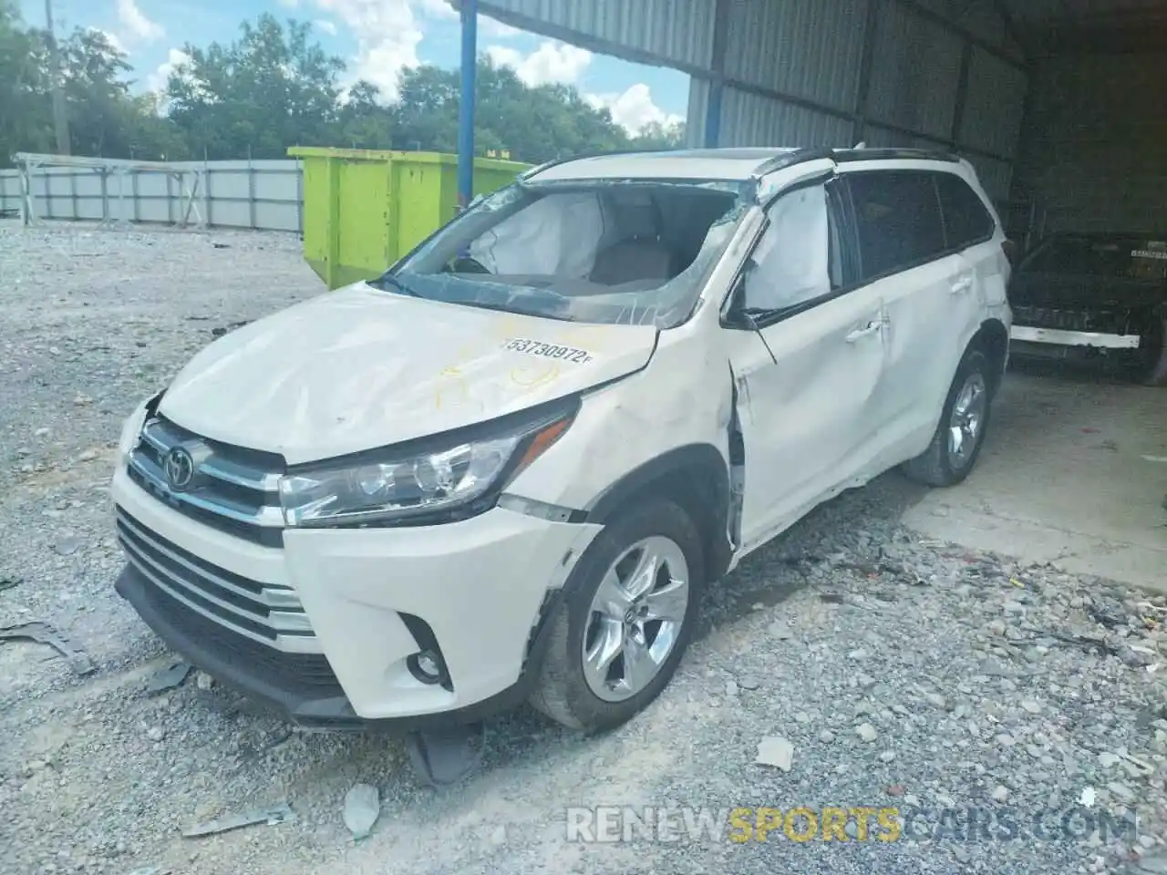 2 Photograph of a damaged car 5TDYZRFH1KS349212 TOYOTA HIGHLANDER 2019