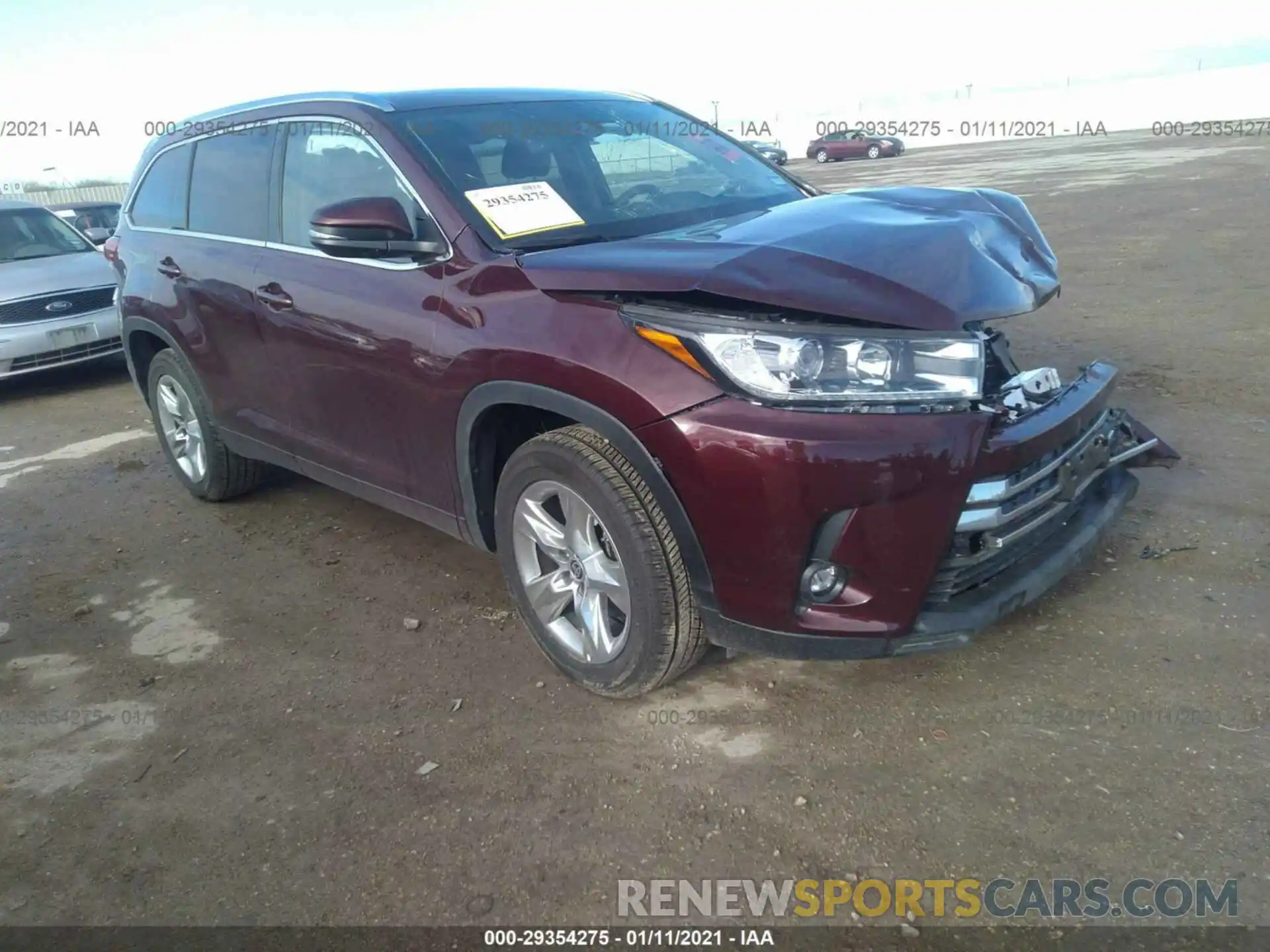 1 Photograph of a damaged car 5TDYZRFH3KS367503 TOYOTA HIGHLANDER 2019