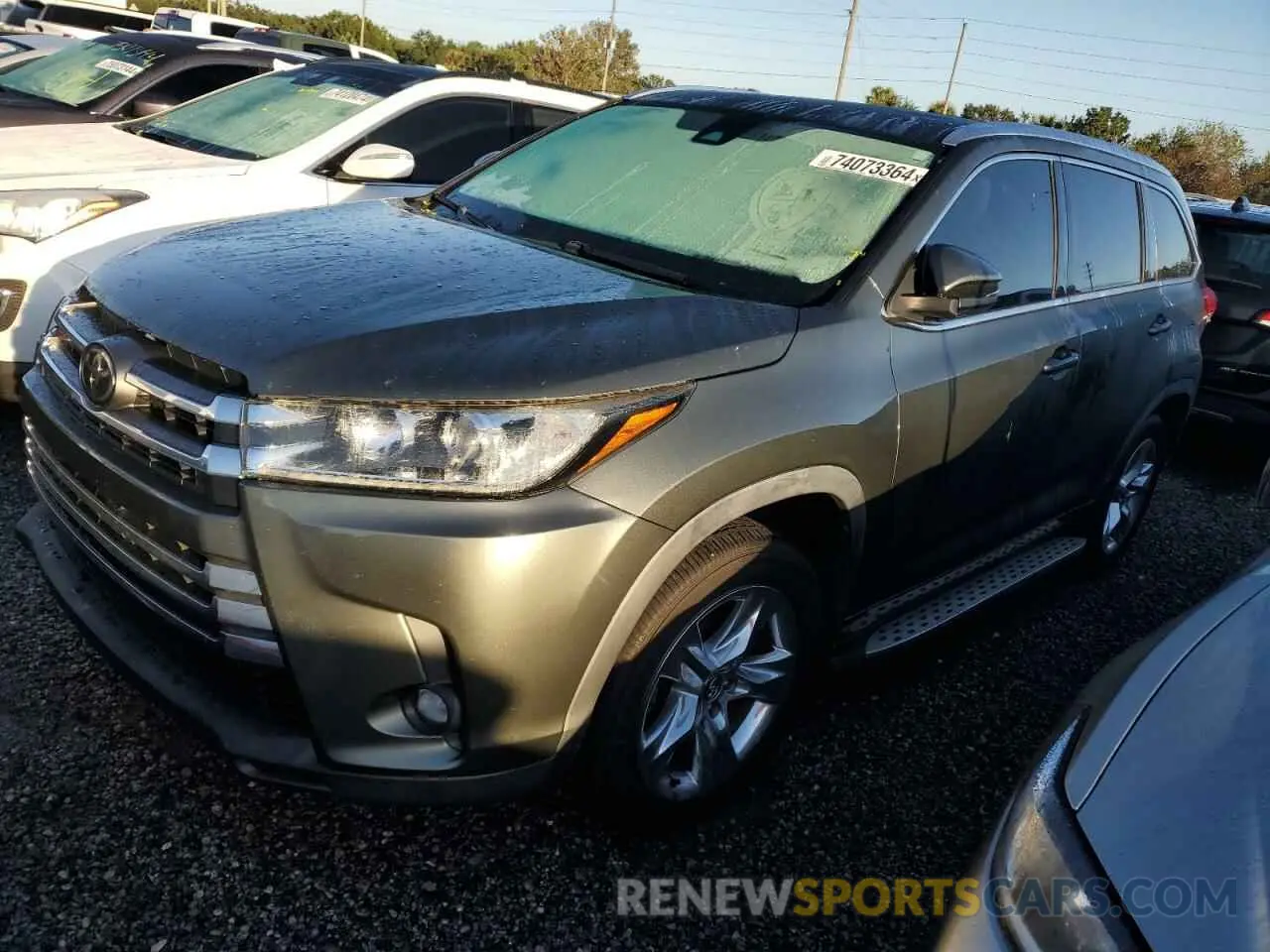 1 Photograph of a damaged car 5TDYZRFH7KS335752 TOYOTA HIGHLANDER 2019