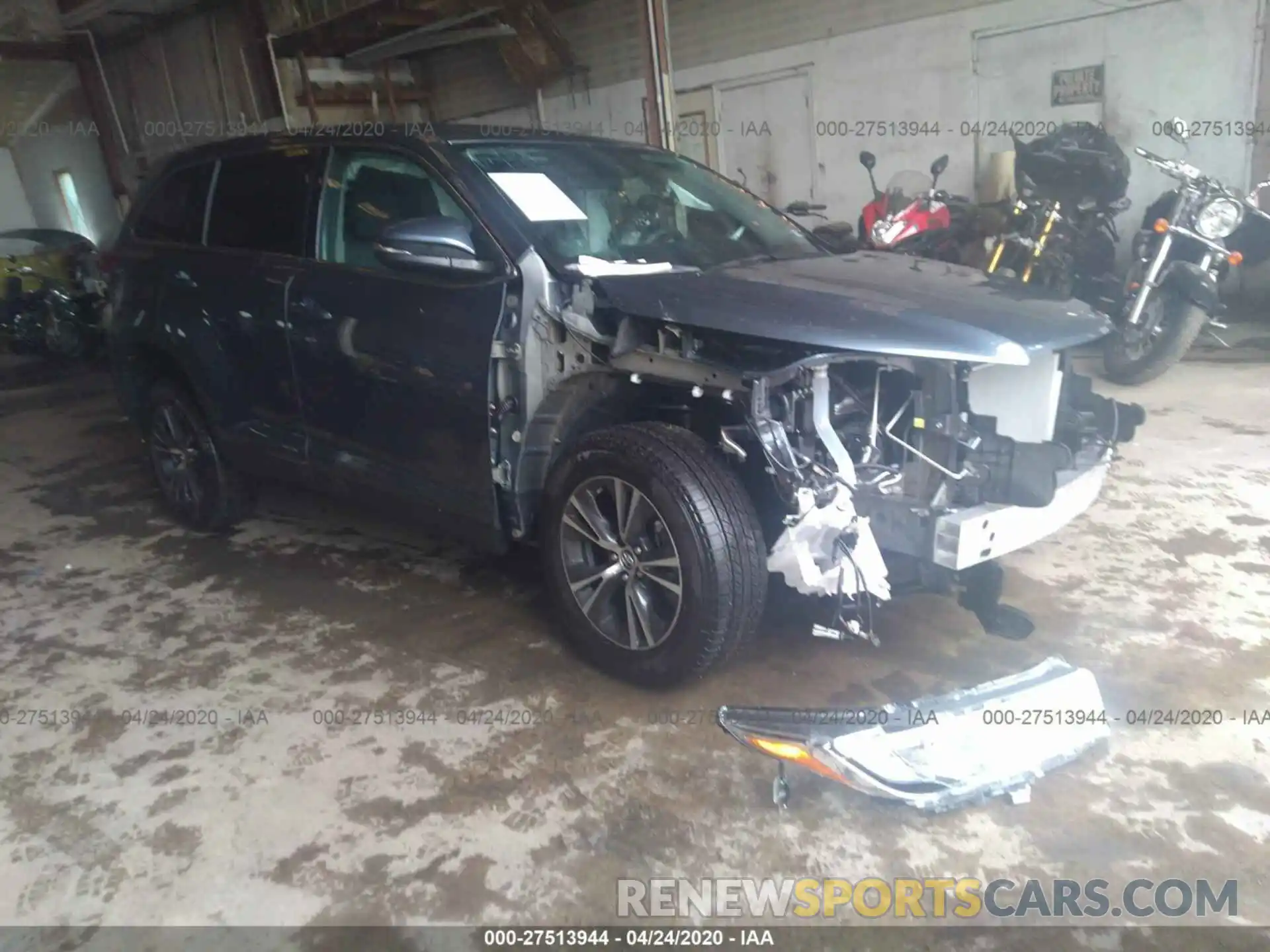 1 Photograph of a damaged car 5TDZARFH4KS056710 TOYOTA HIGHLANDER 2019