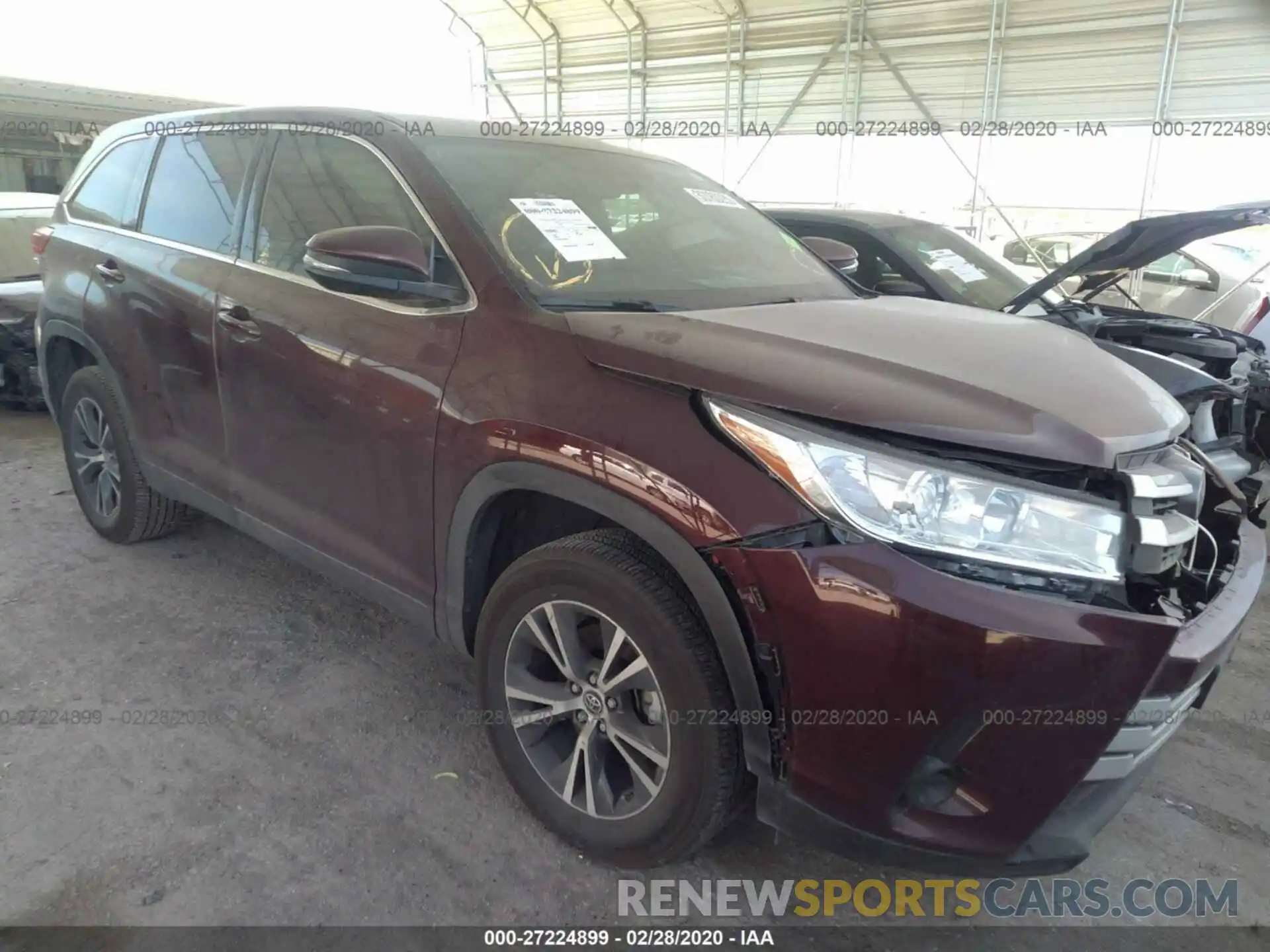 1 Photograph of a damaged car 5TDZARFHXKS058963 TOYOTA HIGHLANDER 2019