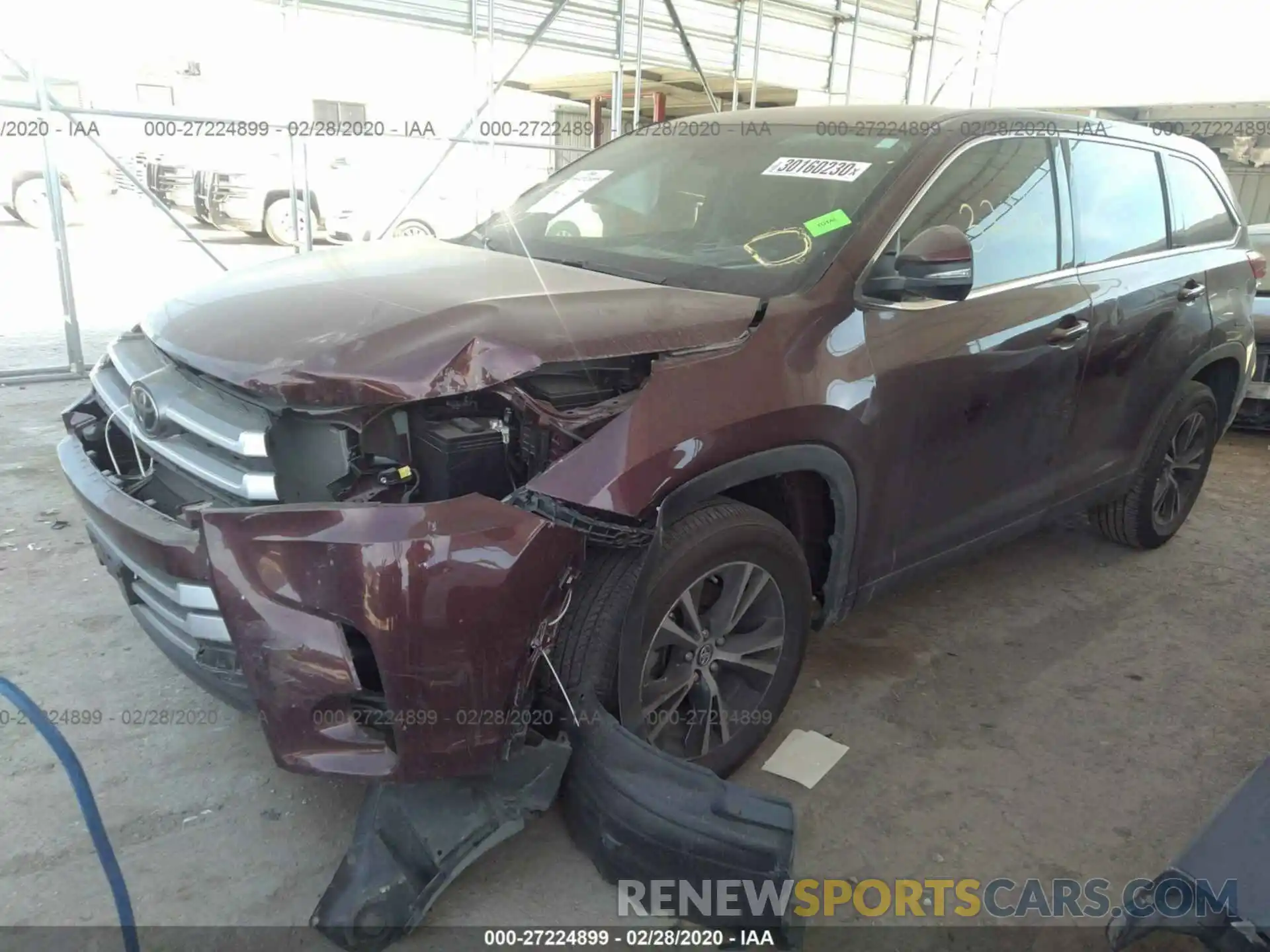 2 Photograph of a damaged car 5TDZARFHXKS058963 TOYOTA HIGHLANDER 2019