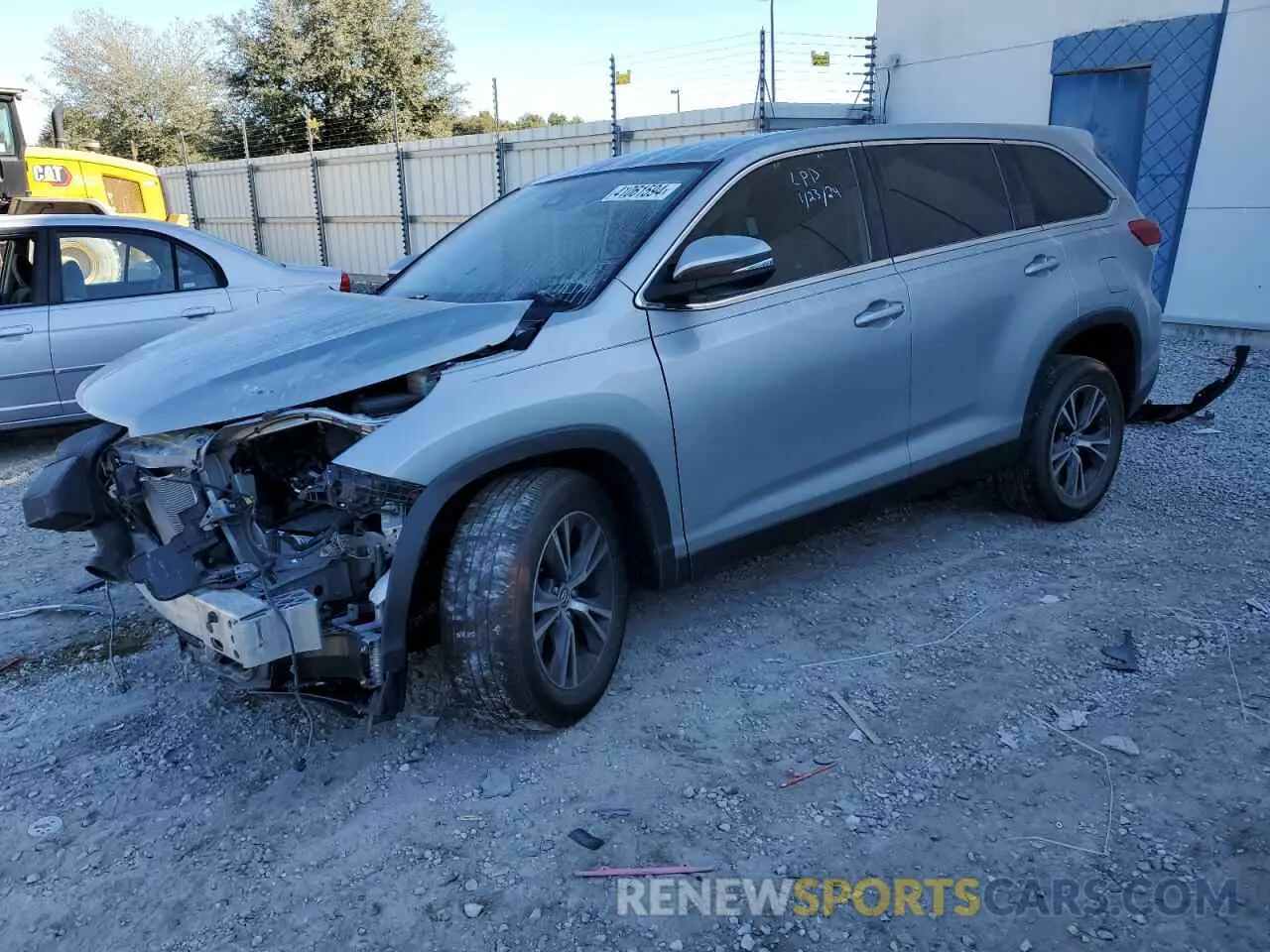 1 Photograph of a damaged car 5TDZZRFH2KS312304 TOYOTA HIGHLANDER 2019