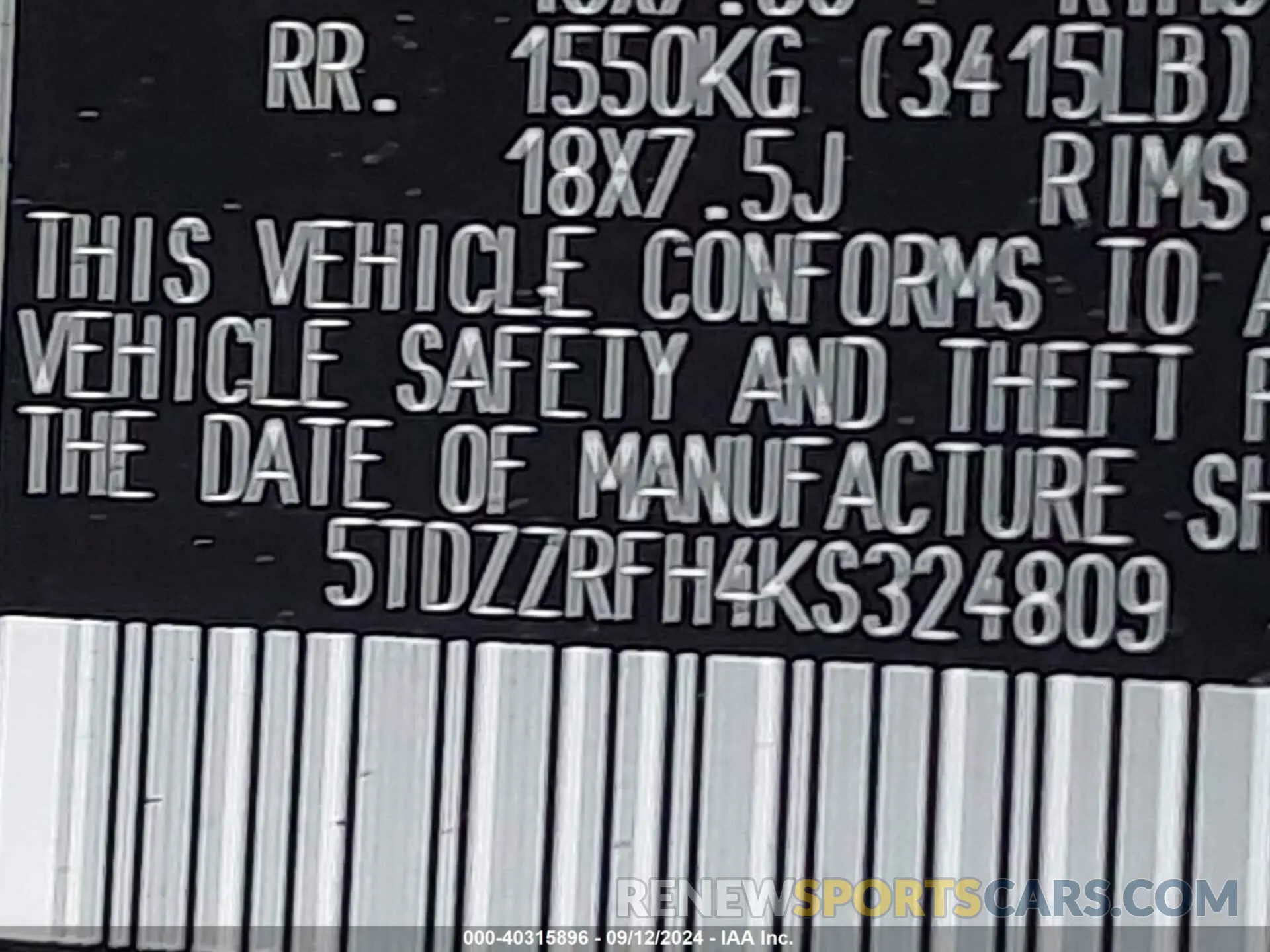 9 Photograph of a damaged car 5TDZZRFH4KS324809 TOYOTA HIGHLANDER 2019