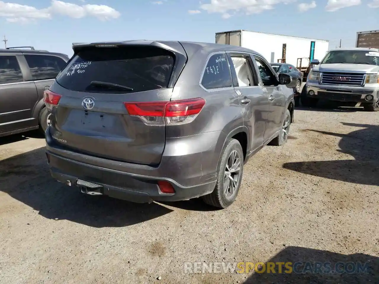 4 Photograph of a damaged car 5TDZZRFH8KS362415 TOYOTA HIGHLANDER 2019