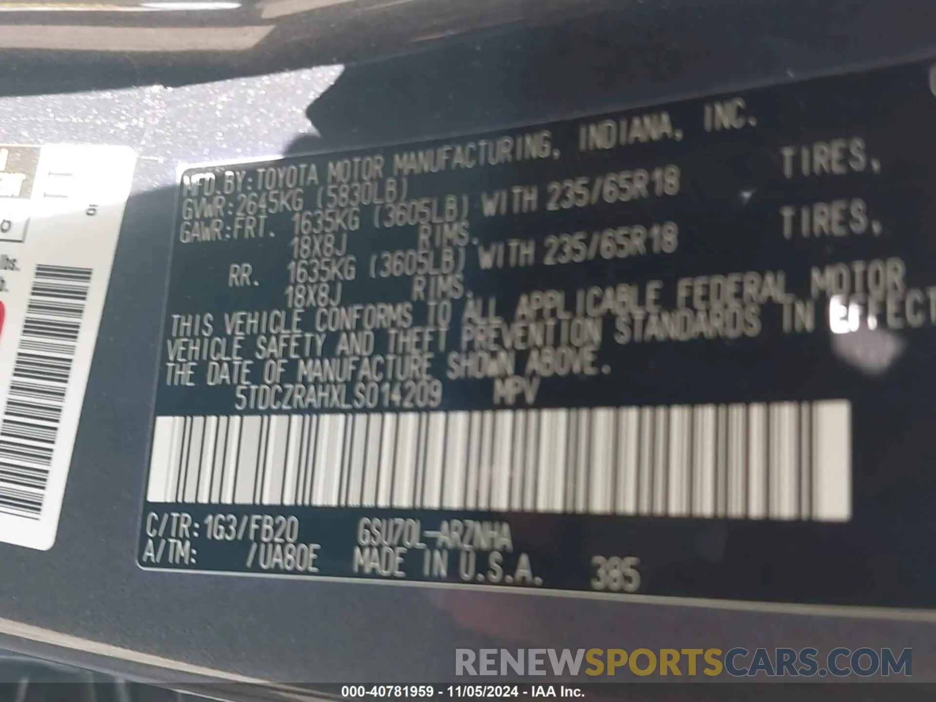 9 Photograph of a damaged car 5TDCZRAHXLS014209 TOYOTA HIGHLANDER 2020
