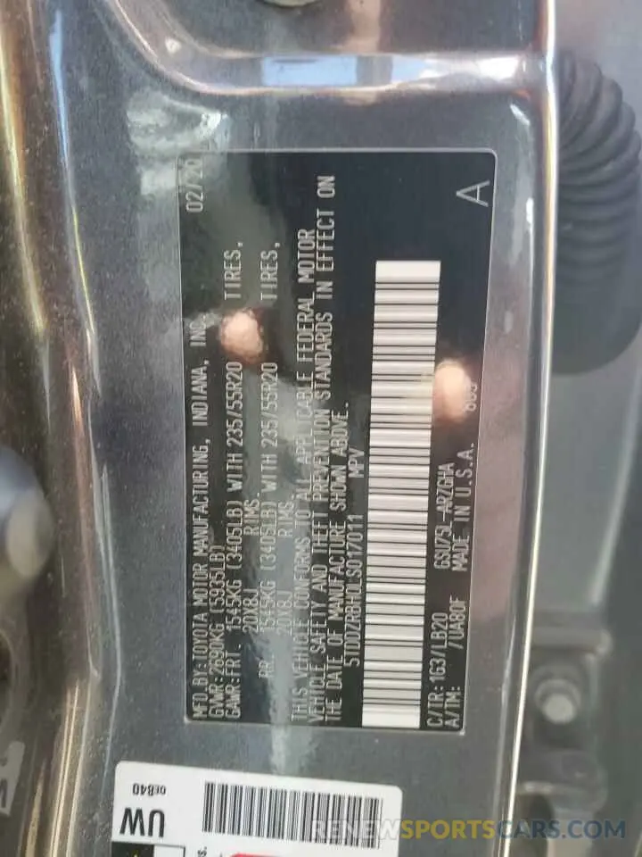 12 Photograph of a damaged car 5TDDZRBH0LS017011 TOYOTA HIGHLANDER 2020