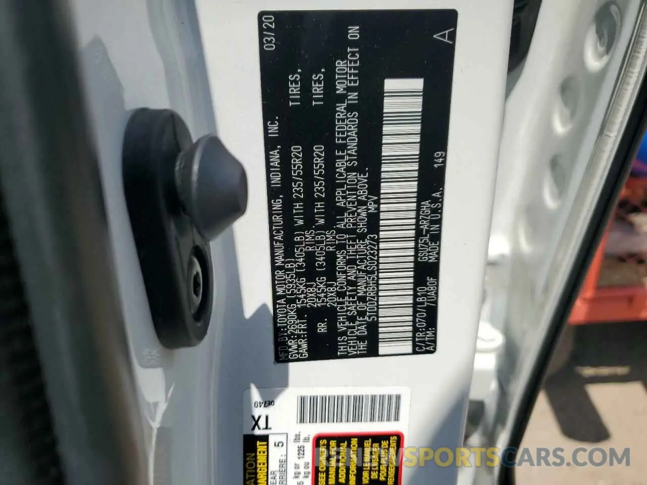 13 Photograph of a damaged car 5TDDZRBH5LS023273 TOYOTA HIGHLANDER 2020