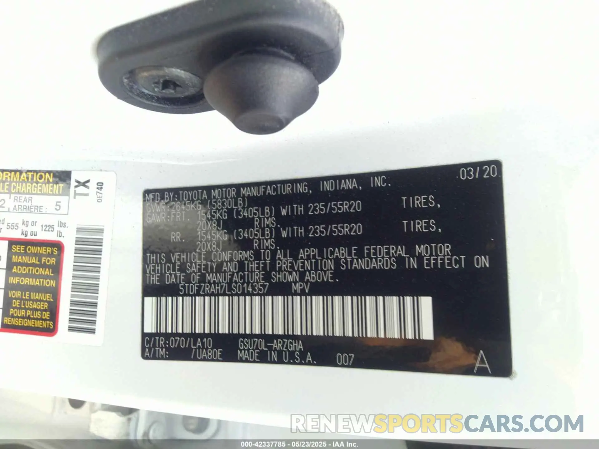 9 Photograph of a damaged car 5TDFZRAH7LS014357 TOYOTA HIGHLANDER 2020