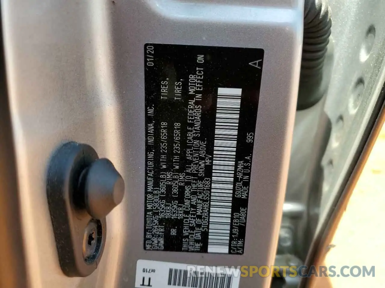 13 Photograph of a damaged car 5TDGZRAH6LS501683 TOYOTA HIGHLANDER 2020