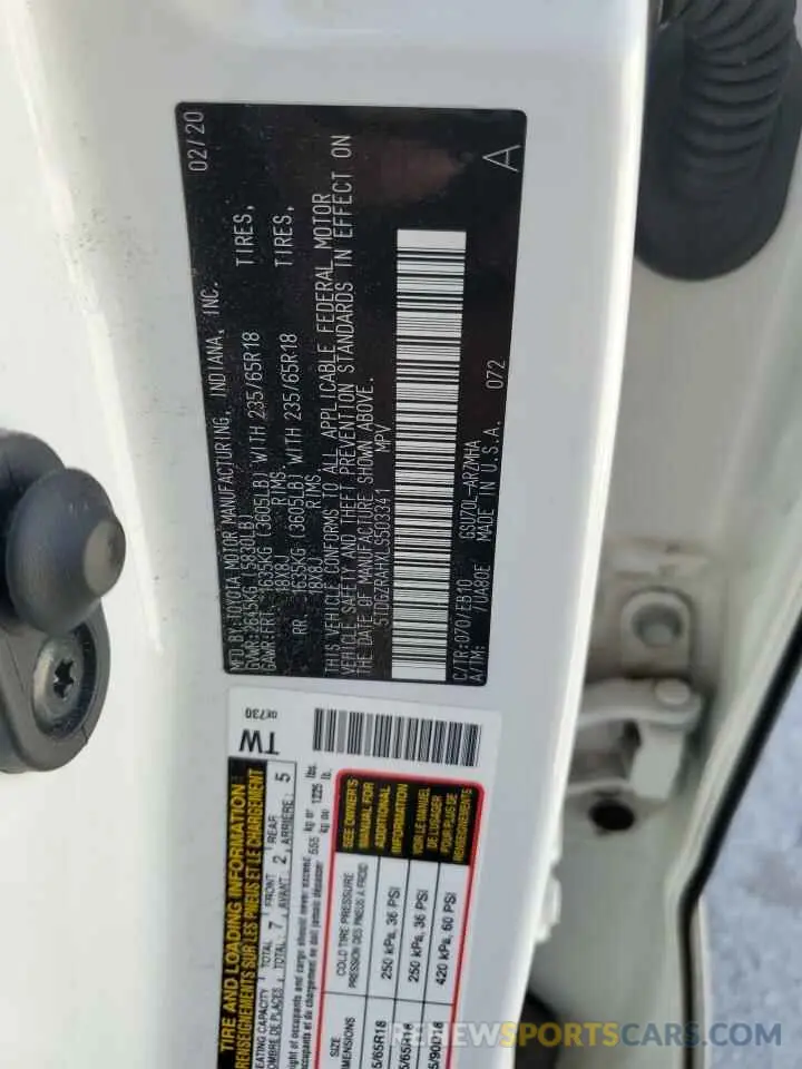16 Photograph of a damaged car 5TDGZRAHXLS503341 TOYOTA HIGHLANDER 2020
