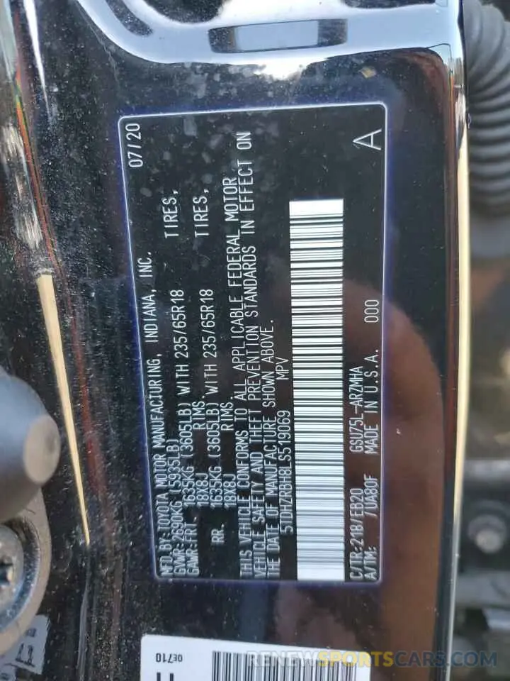 14 Photograph of a damaged car 5TDHZRBH8LS519069 TOYOTA HIGHLANDER 2020