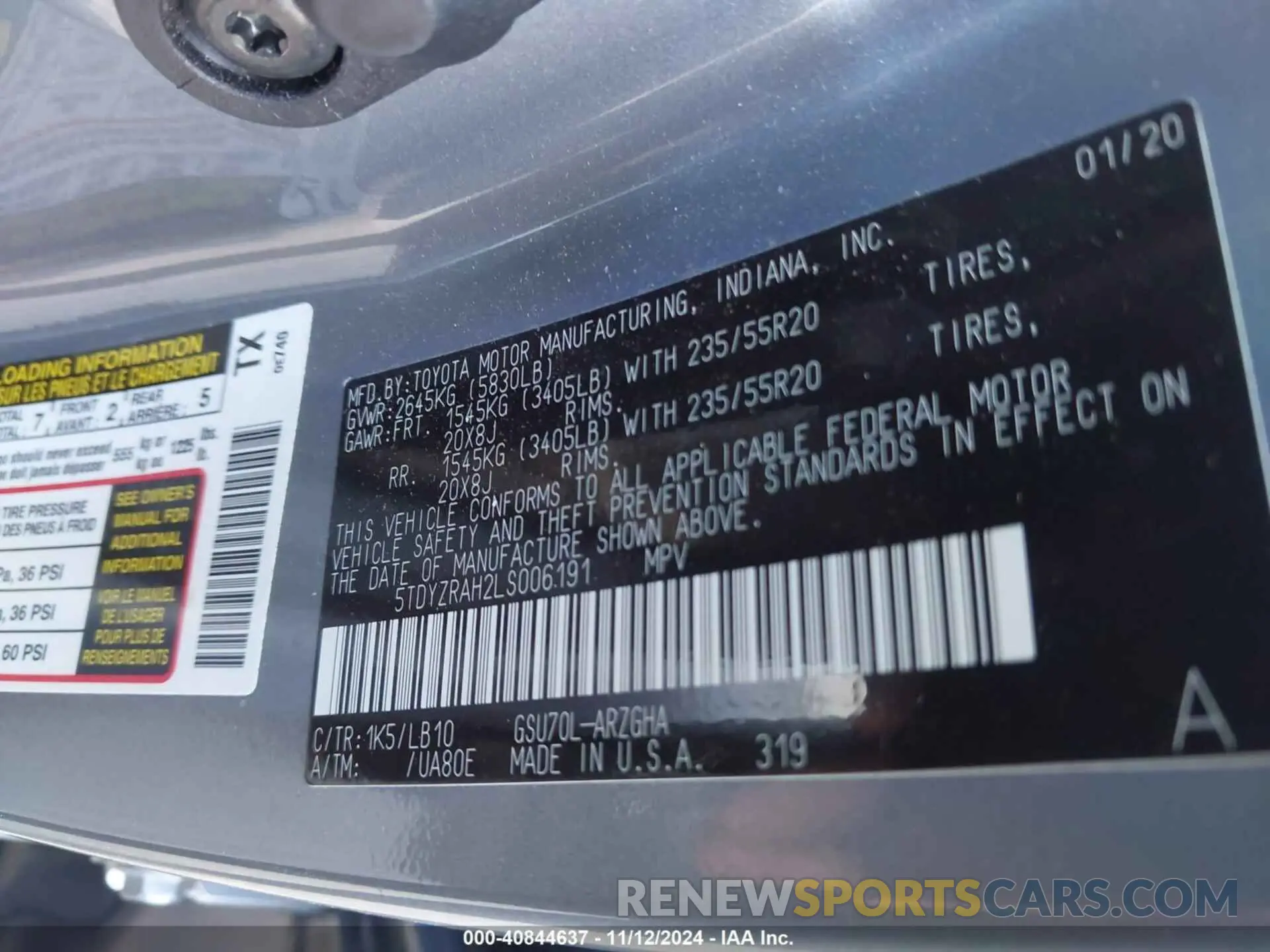 9 Photograph of a damaged car 5TDYZRAH2LS006191 TOYOTA HIGHLANDER 2020
