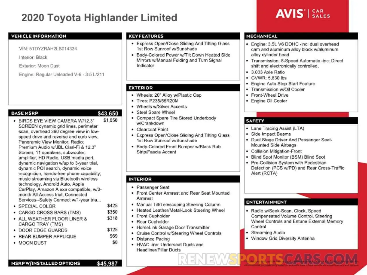 13 Photograph of a damaged car 5TDYZRAH2LS014324 TOYOTA HIGHLANDER 2020