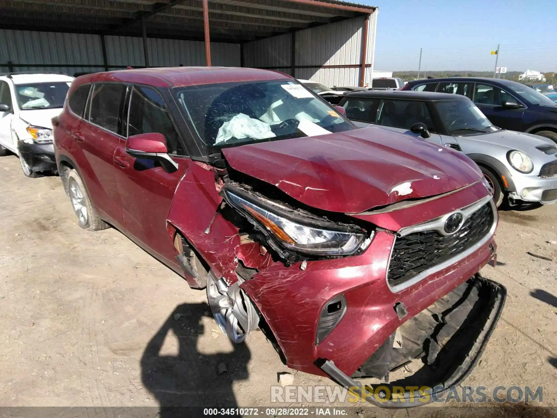 1 Photograph of a damaged car 5TDZZRAH3LS012179 TOYOTA HIGHLANDER 2020