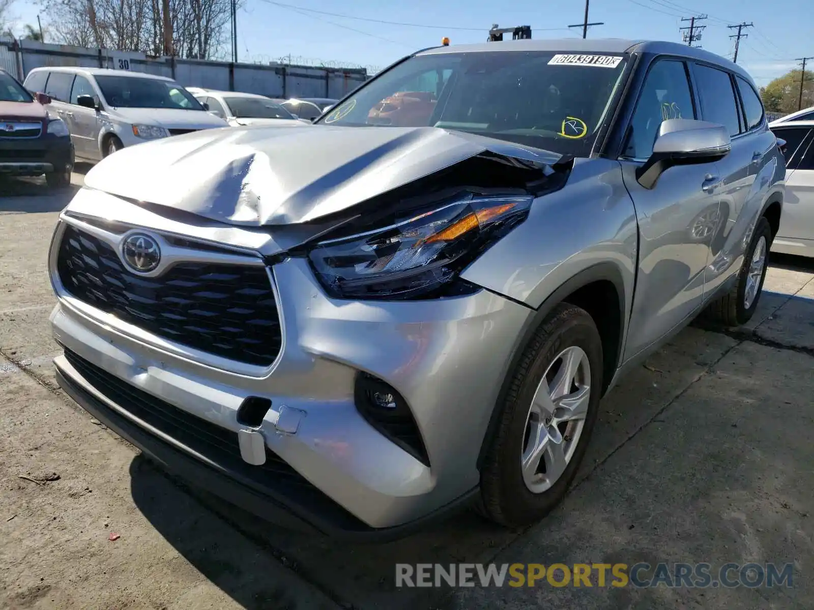 2 Photograph of a damaged car 5TDZZRAH4LS502629 TOYOTA HIGHLANDER 2020