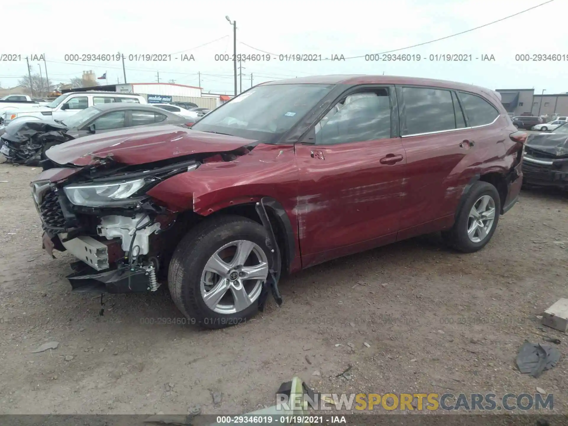 2 Photograph of a damaged car 5TDZZRAH5LS014001 TOYOTA HIGHLANDER 2020