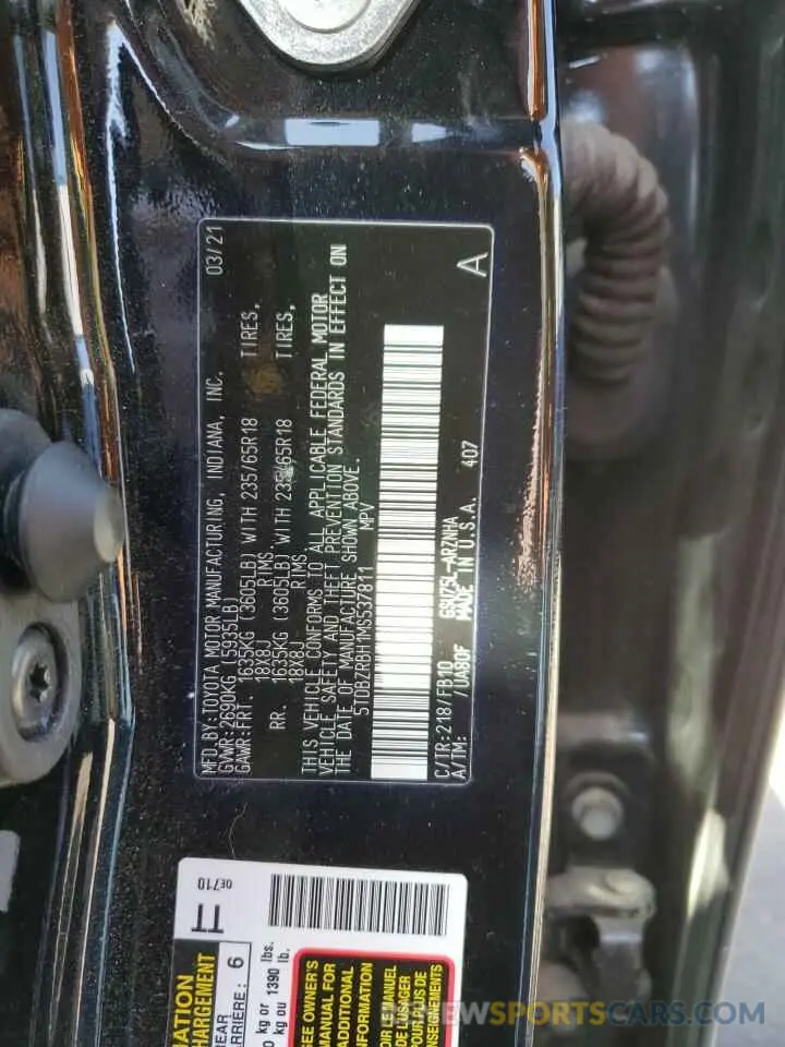 15 Photograph of a damaged car 5TDBZRBH1MS537811 TOYOTA HIGHLANDER 2021