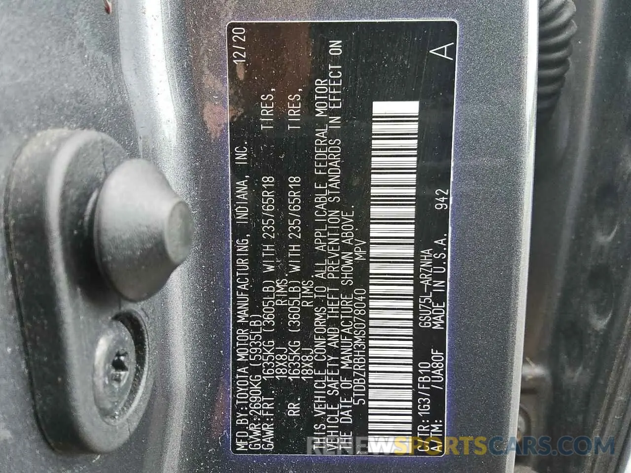 13 Photograph of a damaged car 5TDBZRBH3MS078040 TOYOTA HIGHLANDER 2021