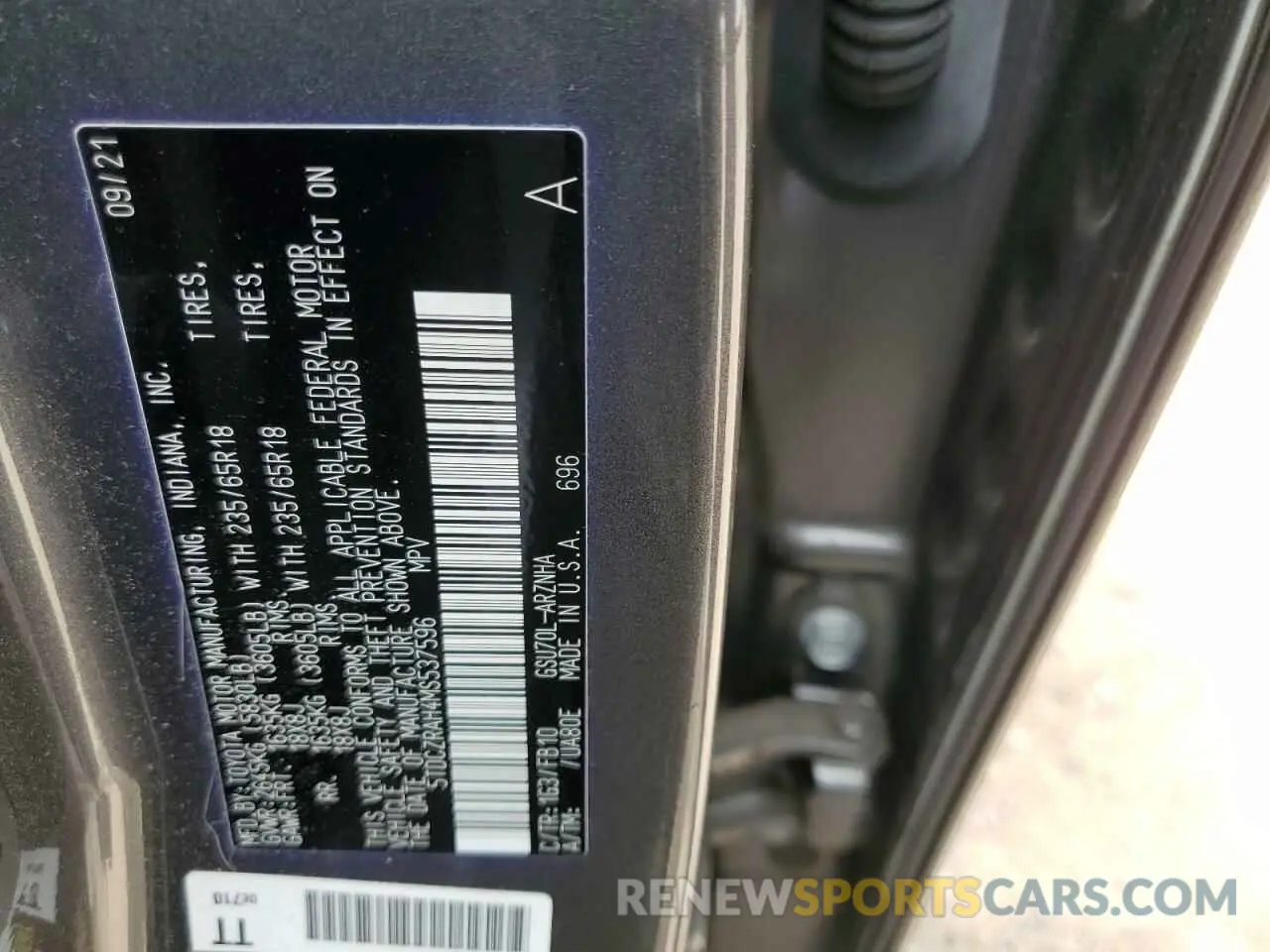14 Photograph of a damaged car 5TDCZRAH4MS537596 TOYOTA HIGHLANDER 2021