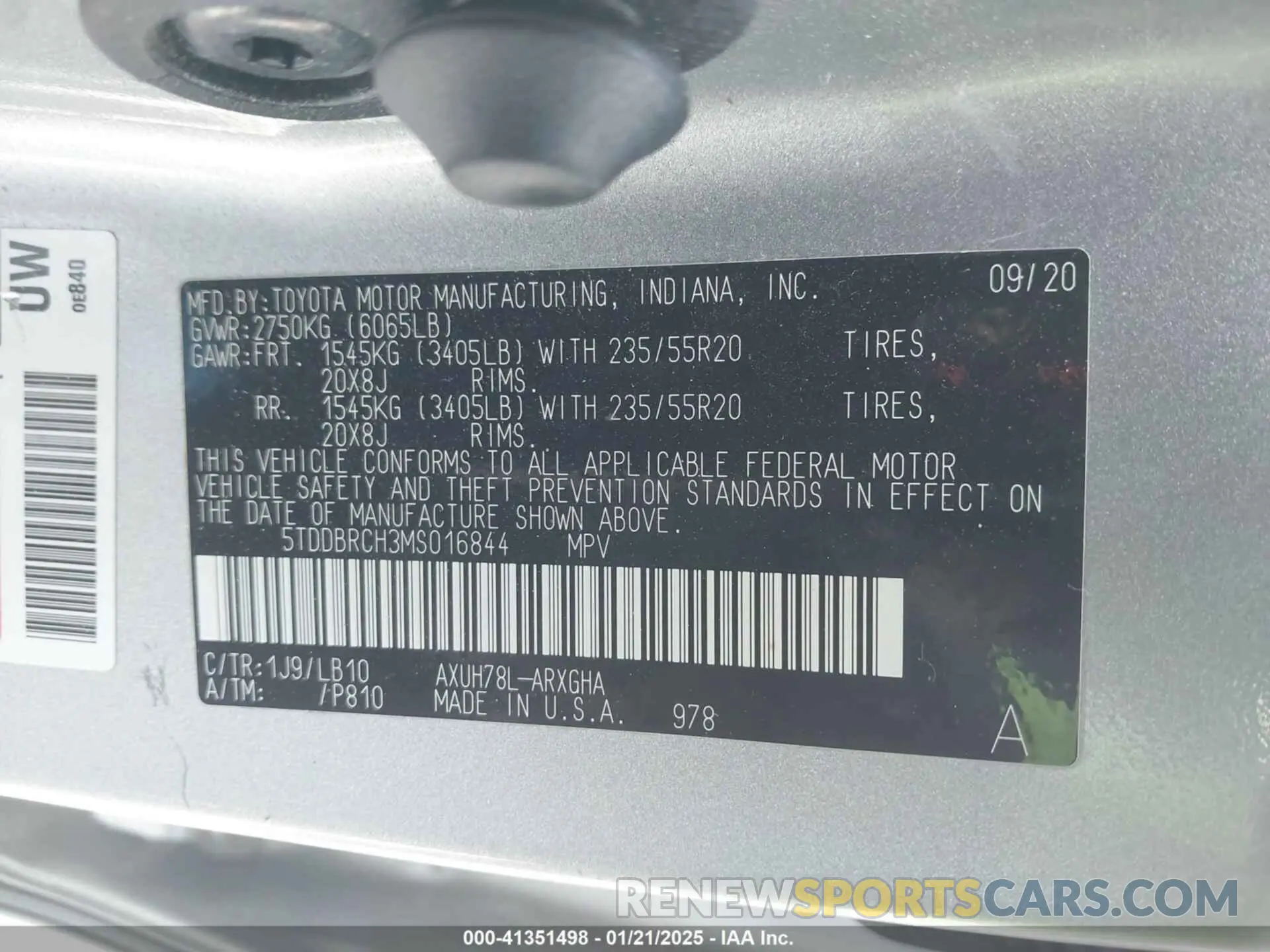 9 Photograph of a damaged car 5TDDBRCH3MS016844 TOYOTA HIGHLANDER 2021