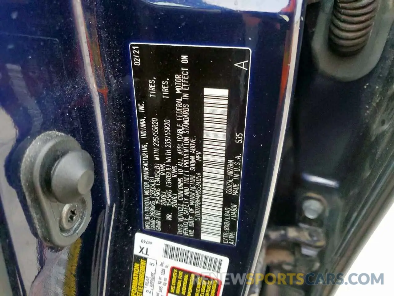 14 Photograph of a damaged car 5TDDZRBH4MS534054 TOYOTA HIGHLANDER 2021