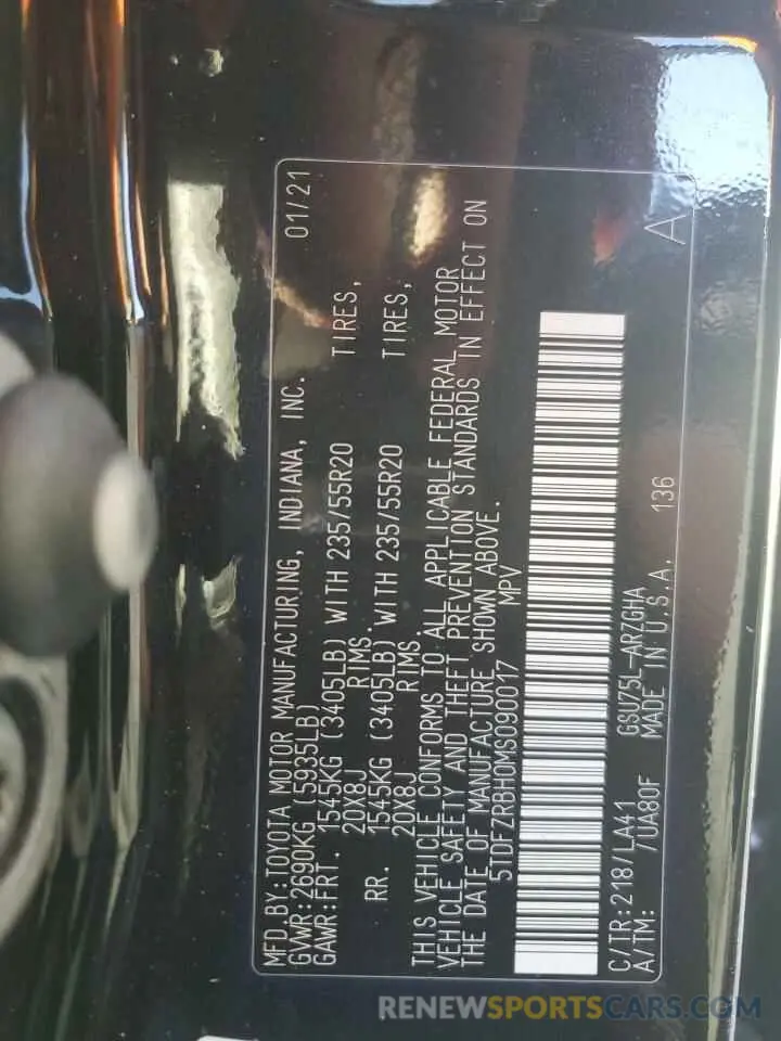 13 Photograph of a damaged car 5TDFZRBH0MS090017 TOYOTA HIGHLANDER 2021