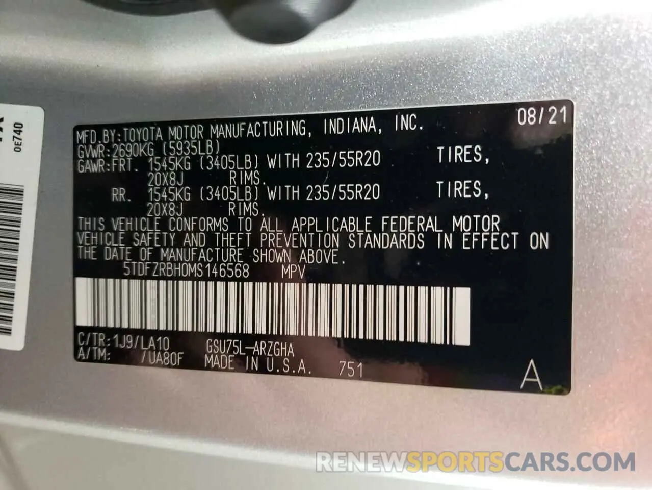 13 Photograph of a damaged car 5TDFZRBH0MS146568 TOYOTA HIGHLANDER 2021
