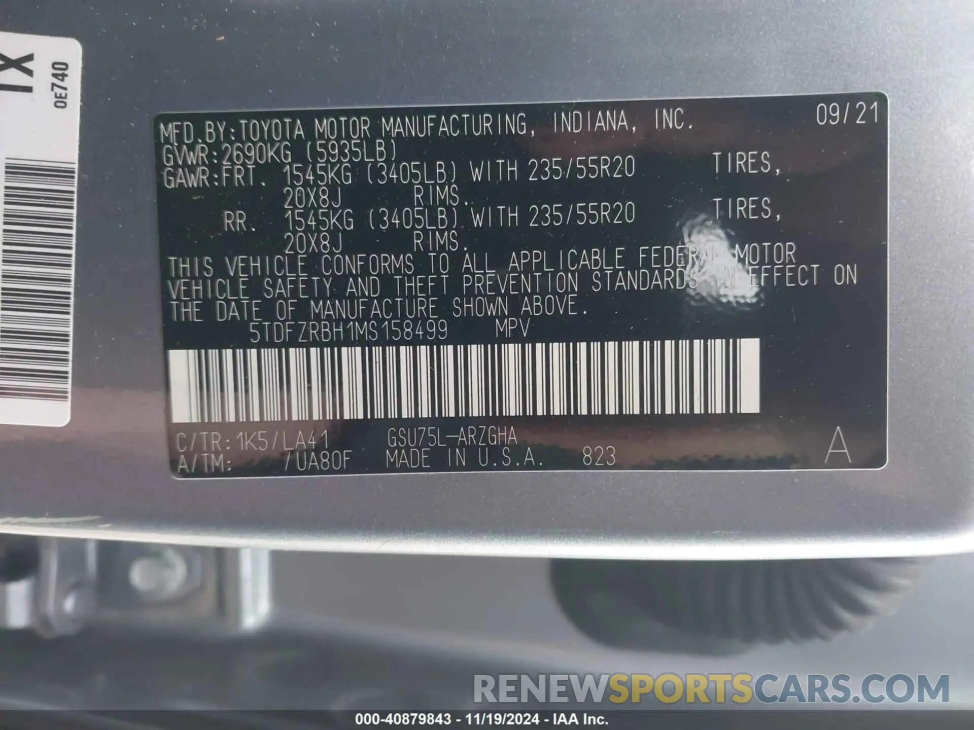 9 Photograph of a damaged car 5TDFZRBH1MS158499 TOYOTA HIGHLANDER 2021