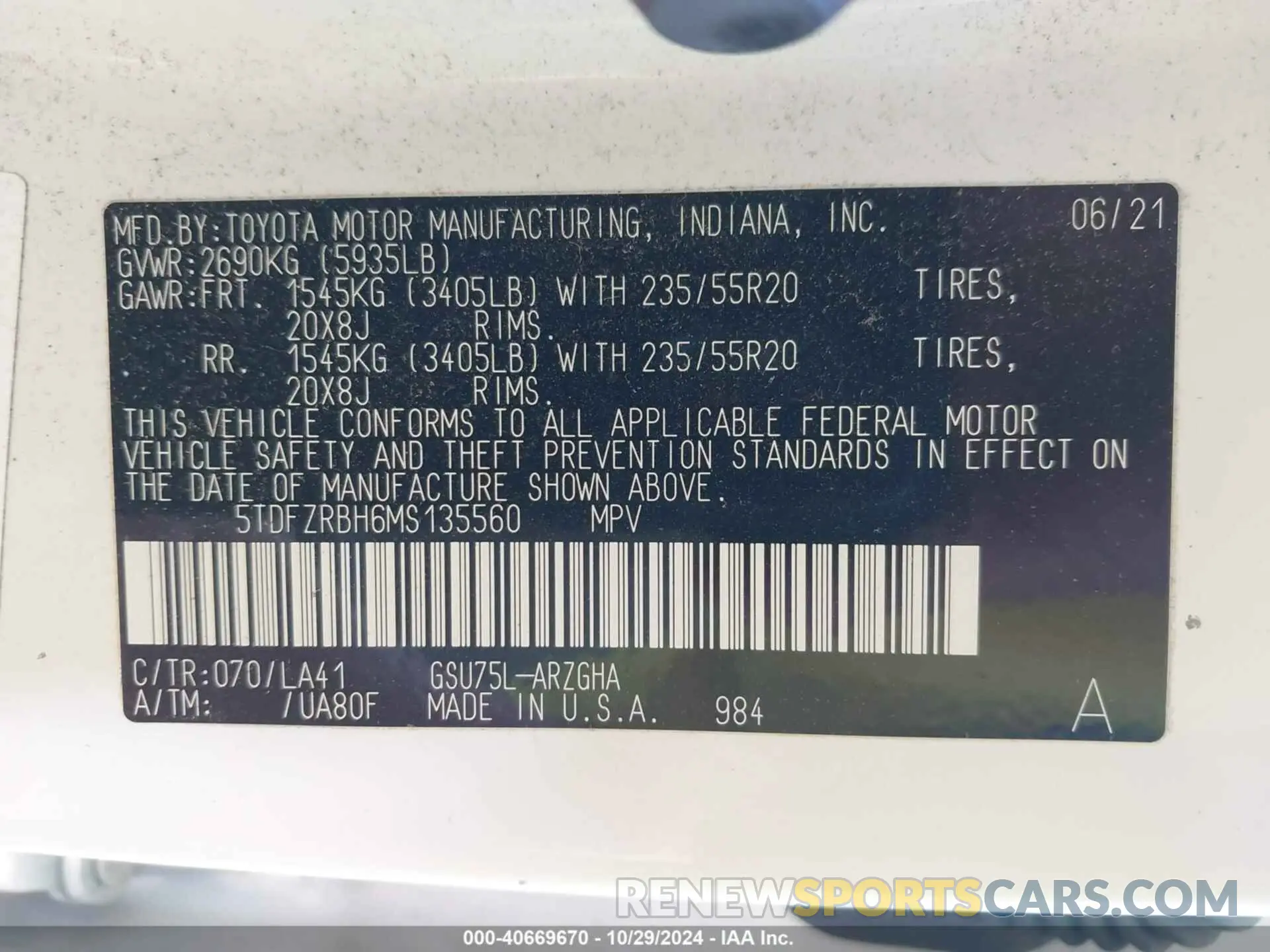 9 Photograph of a damaged car 5TDFZRBH6MS135560 TOYOTA HIGHLANDER 2021