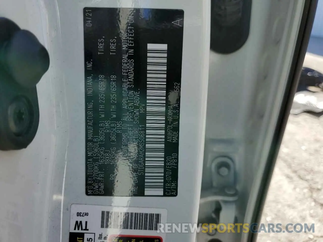 14 Photograph of a damaged car 5TDGARAH2MS506811 TOYOTA HIGHLANDER 2021