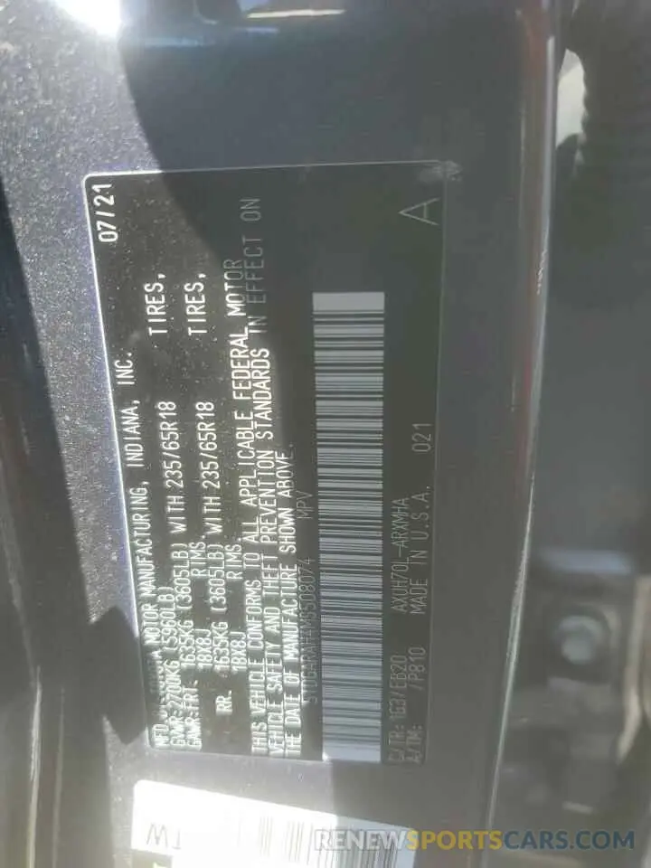 13 Photograph of a damaged car 5TDGARAH4MS508074 TOYOTA HIGHLANDER 2021